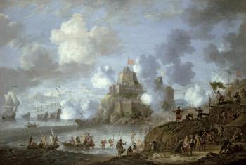 Mediterranean Castle under Siege from the Turks | Obraz na stenu