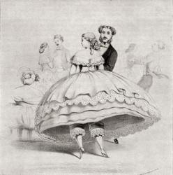 19th century lady arriving at a ball wearing a crinoline. From Illustrierte Sittengeschichte vom Mittelalter bis zur Gegenwart by Eduard Fuchs, published 1909. | Obraz na stenu