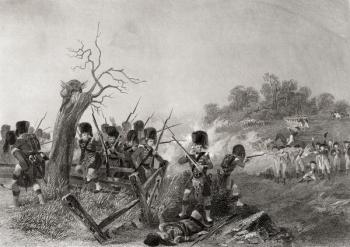 Battle of Harlem Heights Manhattan Island, New York, USA, 1776. From a 19th century print engraved by J C Armytage after Chappel | Obraz na stenu