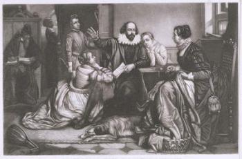 Shakespeare with his Family, at Stratford, Reciting the Tragedy Hamlet (stipple engraving & etching) | Obraz na stenu