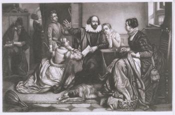 Shakespeare with his Family, at Stratford, Reciting the Tragedy Hamlet (stipple engraving & etching) | Obraz na stenu