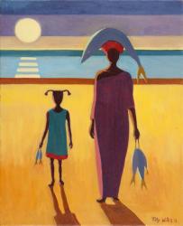 Woman with Fish (oil on canvas) | Obraz na stenu