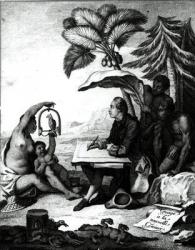 Pierre Sonnerat Drawing a Bird, from 'Voyage a la Nouvelle-Guinee', engraved by Marie Therese Martinet (b.1731) 1776 (engraving) (b/w photo) | Obraz na stenu