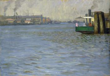 Sunday Atmosphere on the Elbe, St. Paul Landing Bridge, 1901 (oil on canvas) (see also 192003) | Obraz na stenu