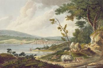 Newburg, no.14 from the Hudson River Portfolio, engraved by J. Hill, 1821-25 (coloured engraving) | Obraz na stenu