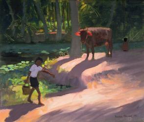 Kerala Backwaters, India, 1996 (oil on canvas) | Obraz na stenu