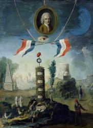 An Allegory of the Revolution with a portrait medallion of Jean-Jacques Rousseau (1712-78) 1794 (oil on canvas) | Obraz na stenu