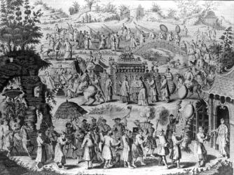 Procession of a Bride going home to her Husband, illustration from 'A New General Collection of Voyages and Travels', compiled by John Green, 1747 (engraving) | Obraz na stenu