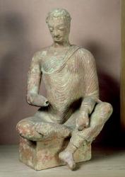 Buddha seated in meditation, from Fondukistan, 7th-8th century (terracotta) | Obraz na stenu