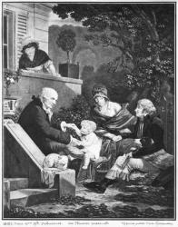 Joys of being a father, c.1797 (engraving) (b/w photo) | Obraz na stenu