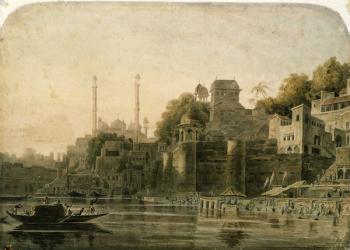 Bathing Scene at the Ghat on the Ganges (litho) | Obraz na stenu