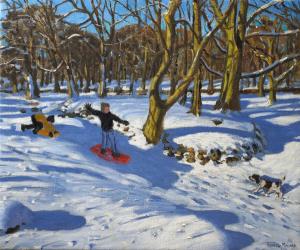 Red sledge,Lomberdale Hall,Derbyshire,2014,(oil on canvas) | Obraz na stenu