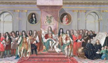 James II (1633-1701) Receiving the Mathematical Scholars of Christ's Hospital gouache on paper) (detail of 234983) | Obraz na stenu