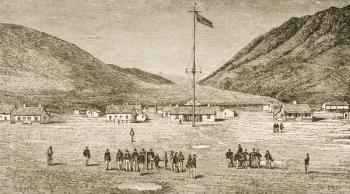 Fort Douglas Camp and Red Buttes Ravine near Salt Lake City, Utah, 1870s, c.1880 (litho) | Obraz na stenu