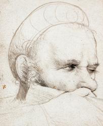 The head of a crossbowman taking aim, 1514-5 (silverpoint on grey prepared paper) | Obraz na stenu