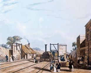 Liverpool and Manchester Railway: Taking water at Parkside, 1831 (aquatint) | Obraz na stenu