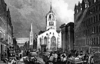 St. Gile's Church, County Hall and the Lawn Market, Edinburgh, engraved by William Tombleson, c.1830 (engraving) | Obraz na stenu