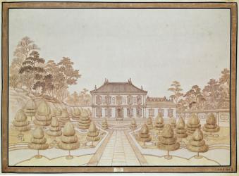 One of the 36 Palaces of the Emperor at Yuen Ming Yuen, built by Benoit in 1750 (coloured engraving) | Obraz na stenu