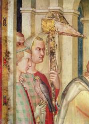 Detail of a falconer from the life of St. Martin, c.1326 (fresco) | Obraz na stenu