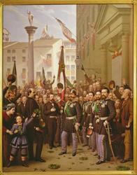 Victor Emmanuel II decorating the flag with the gold medal on 10th June 1848 in Vicenza (oil on canvas) | Obraz na stenu