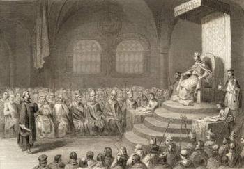 The Fifteenth Council of Toledo during the reign of King Egica in 688AD (engraving) | Obraz na stenu