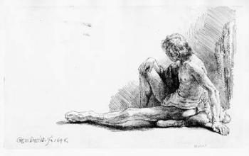 Man seated on the ground, 1646 (etching) | Obraz na stenu
