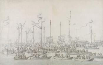 Celebration on the Thames near Whitehall, after the Coronation of James II (1633-1701) (pen & brown ink, graphite and grey wash) | Obraz na stenu
