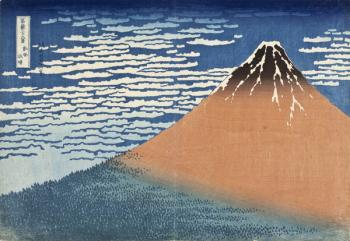 Mount Fuji in Clear Weather (also known as Red Fuji), c.1830 (woodblock print) | Obraz na stenu