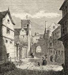 The North Gate and Bocardo Prison, Oxford, c.1865 (wood engraving) | Obraz na stenu