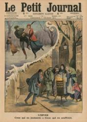 Winter, those who enjoy it, those who suffer from it, front cover illustration from 'Le Petit Journal', supplement illustre, 1st February 1914 (colour litho) | Obraz na stenu