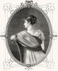 Portrait of Madame Recamier (1777-1849) engraved by Antoine Auguste Ernest Hebert (1817-1908) (engraving) | Obraz na stenu