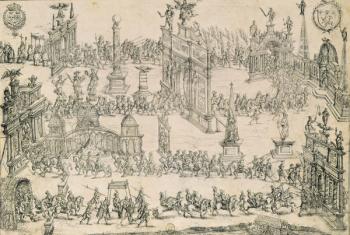 The Entrance of Henri IV (1553-1610) into Lyon, 4th September 1595 (engraving) | Obraz na stenu