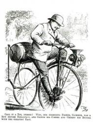Cartoon making fun of the early days of Bicycles (engraving) | Obraz na stenu