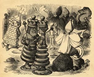 The Chess Players, illustration from 'Through the Looking Glass' by Lewis Carroll (1832-98) first published 1871 (litho) | Obraz na stenu