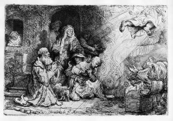 The Angel departing the family of Tobias, 1641 (etching) | Obraz na stenu