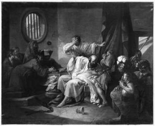 The Death of Socrates (470-499 BC) 1762 (oil on canvas) (b/w photo) | Obraz na stenu