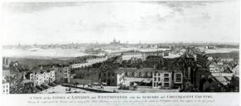 A View of the Cities of London and Westminster with Suburbs and Circumjacent Country, 1789 (engraving) (b/w photo) | Obraz na stenu
