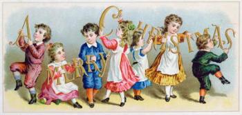 'A Merry Christmas', Victorian postcard (colour litho) | Obraz na stenu