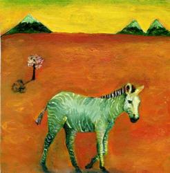 Green Zebra and Cherry Tree, 2005 , (oil on paper) | Obraz na stenu