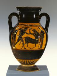 Athenian Attic black-figure panel-amphora type B with Heracles attacking the centaur, 530-20 BC (terracotta) | Obraz na stenu