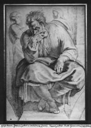 The Prophet Jeremiah, after Michangelo Buonarroti (pierre noire & red chalk on paper) | Obraz na stenu