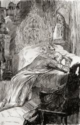 The Death of Little Nell. Illustration by Harry Furniss for the Charles Dickens novel The Old Curiosity Shop, from The Testimonial Edition, published 1910. | Obraz na stenu