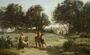 Homer and the Shepherds in a Landscape, 1845 (oil on canvas) | Obraz na stenu