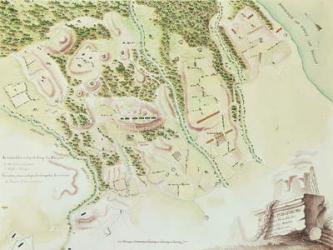 Map of Phillipsburg, from 'Guerre de l'Amerique', 1782 (colour engraving) | Obraz na stenu