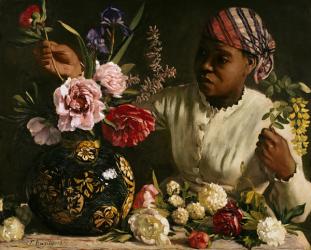 Negress with Peonies, 1870 (oil on canvas) | Obraz na stenu