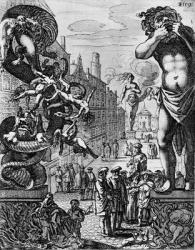 'It had the shape of a man more than 100 feet high....his mouth as big as a door', 1652 (engraving) | Obraz na stenu