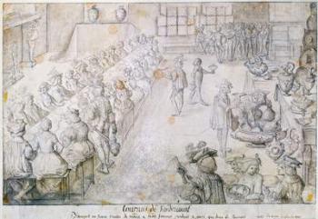 Banquet at the Sandricourt Tournament in 1493 (brown ink & pencil on paper) | Obraz na stenu