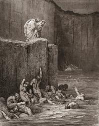 Illustration for Inferno by Dante Alighieri Canto XVIII lines 116 and 117 by Gustave Dore 1832-1883 French artist and illustrator | Obraz na stenu