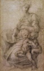 The Virgin and Child with the infant Baptist, c.1530 (black chalk on paper) | Obraz na stenu