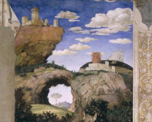 Landscape with a castle, from the Camera degli Sposi or Camera Picta, 1465-74 (fresco) | Obraz na stenu